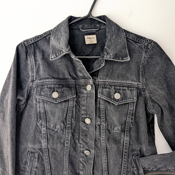 Gap 1969 Women's Black Jeans Jacket With Sides And Sleeves Zips ~ Size Small - Picture 2 of 12